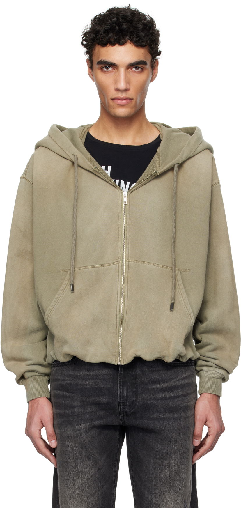 Pulover R13 R13 Balloon Zip-Up Hoodie Zelena | R13MK216-001BD