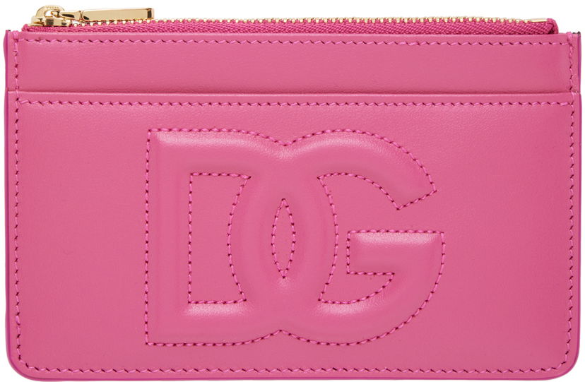 Denarnica Dolce & Gabbana Pink Embossed Card Holder Roza | BI1261AG081