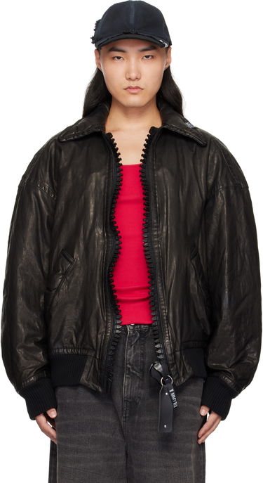 Bomber jakna Maison MIHARA YASUHIRO Backlash Smooth Big Zip Leather Jacket Črna | C13BL003, 0