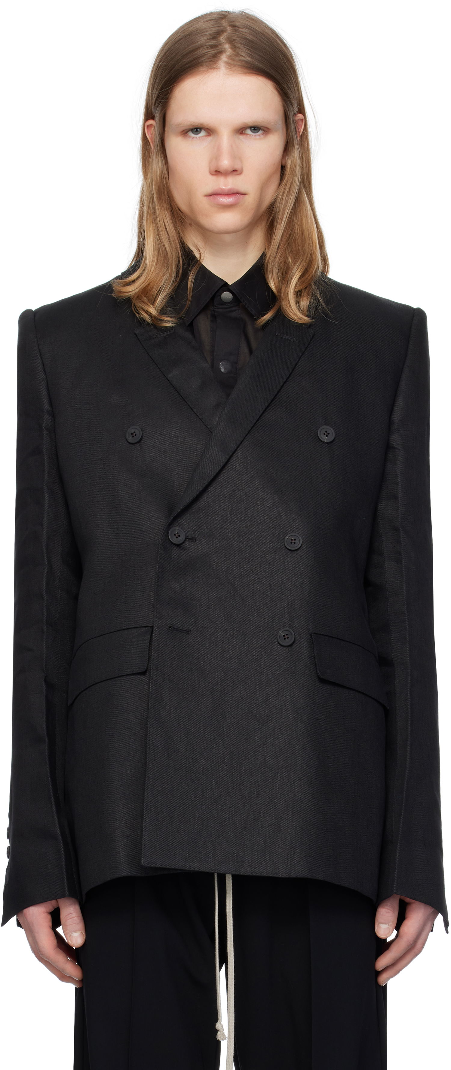 Jakna Rick Owens Rick Owens Hollywood JMF Double-Breasted Blazer Črna | RU01E5732 TWL, 0