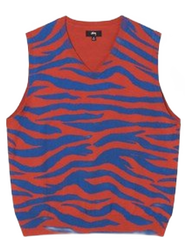 Pleteni pulover Stüssy Tiger Printed Sweater Vest Rdeča | 117139-0601