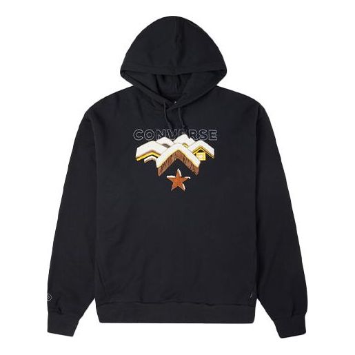 Pulover Converse Converse Mountains Print Fleece Hoodie Črna | 10023523-A02