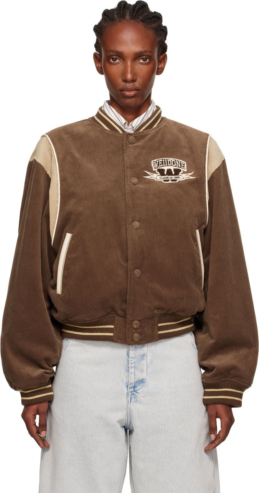 Bomber jakna We11done We11done College Corduroy Varsity Jacket Rjava | WD-JP2-25-060-W-BR