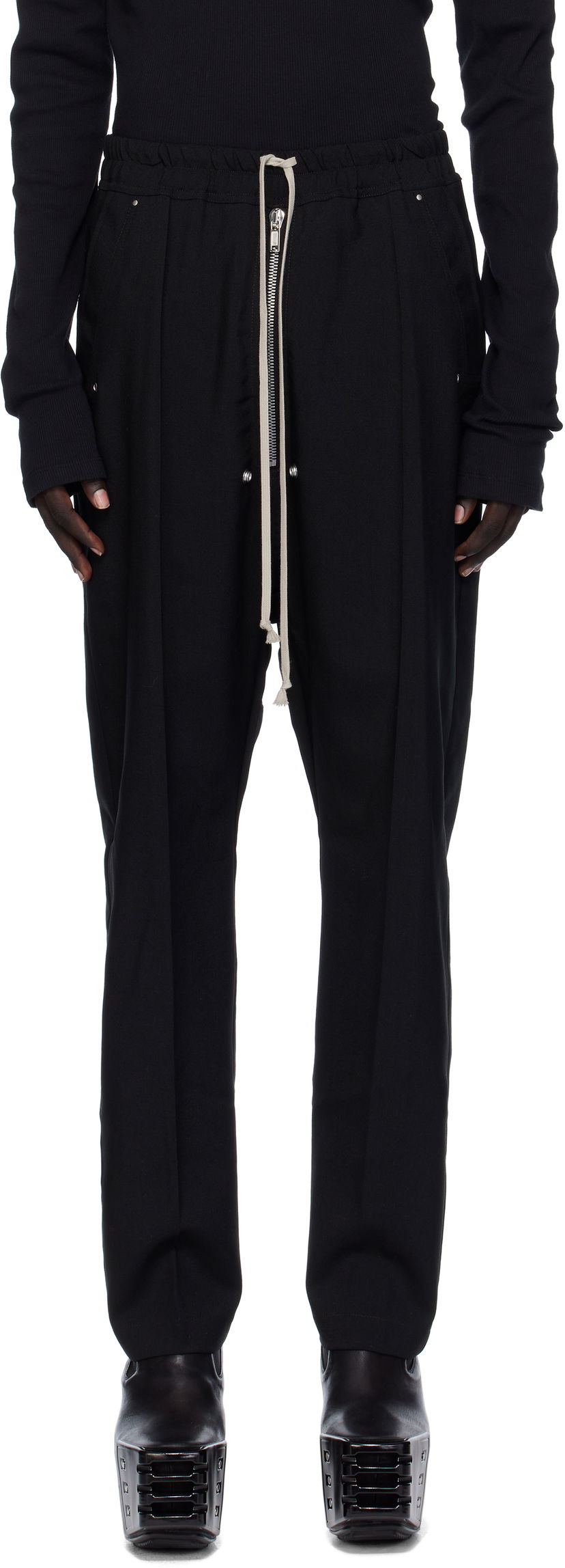 Hlače Rick Owens Rick Owens Concordians Bela Trousers Črna | RU02E1361 WGP