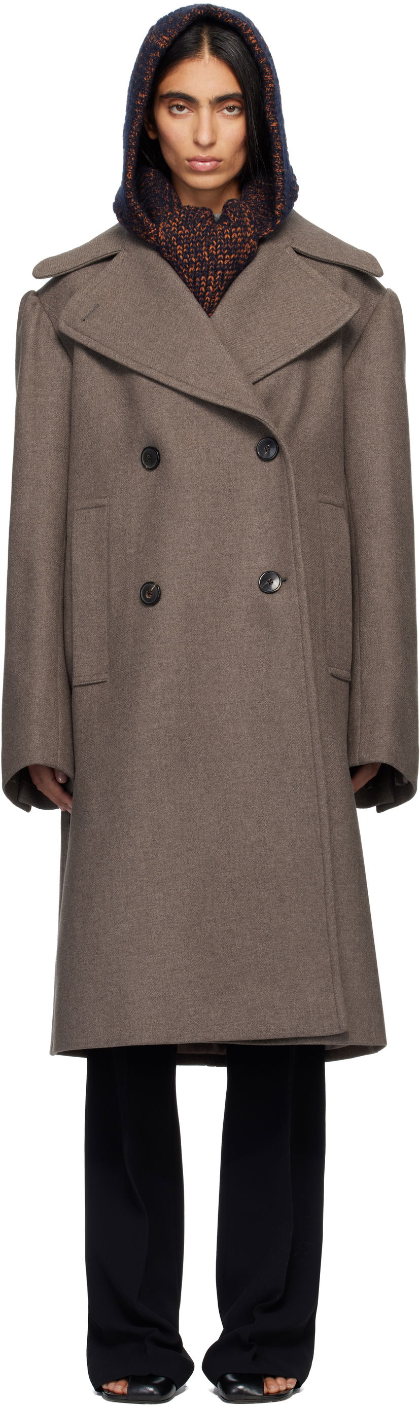 Plašči Dries Van Noten Dries Van Noten Double-Breasted Coat Rjava | 252-010270-2216