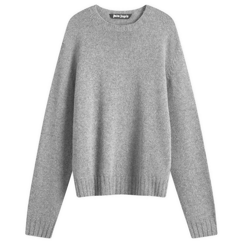 Pleteni pulover Palm Angels Melange Crew Knit Sweater Siva | PMHE027S25KNI0010803