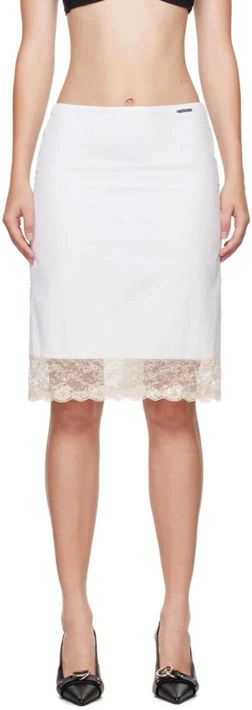 Krila We11done We11done Lace Trim Midi Skirt Bela | WD-SK2-24-260-W-WH