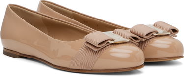 Oblačila FERRAGAMO Salvatore Ferragamo Varina Bow Ballerina Flats Bež | 753657, 3