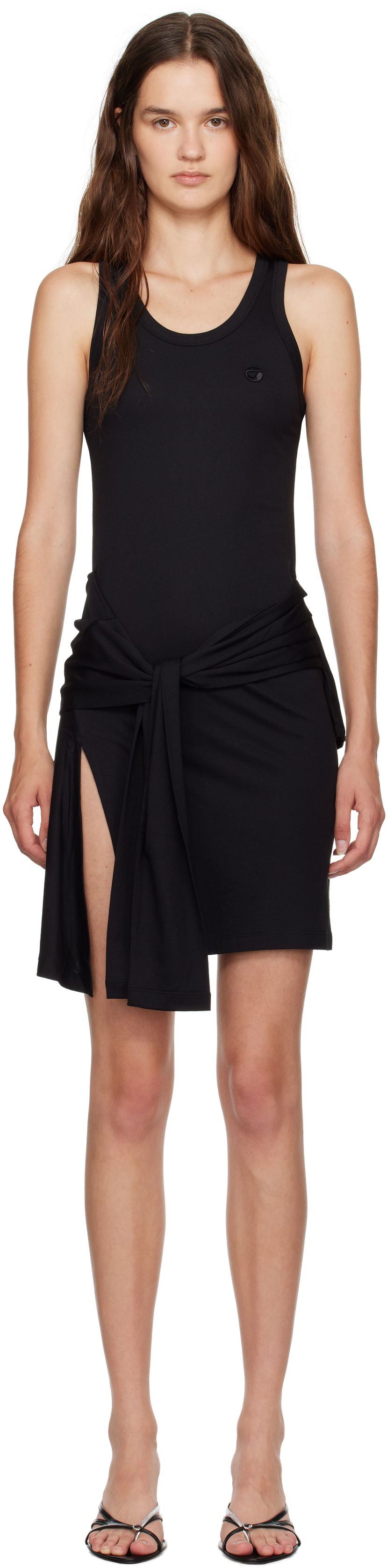 Obleke Coperni Coperni Knotted Jersey Minidress Črna | COPJS160F5009