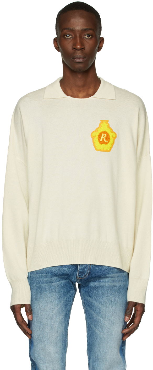 Pleteni pulover Rhude Classic Polo Sweater Bela | RHSS22SW04037196