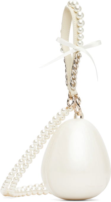 Torbica Simone Rocha Simone Rocha Pearl & Chain Strap Pearl Egg Bag Bela | BAG110ECBOW 0773, 1
