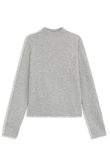 Pleteni pulover BOSS Mock-neck sweater in a wool blend with cashmere Siva | 50547907, 0