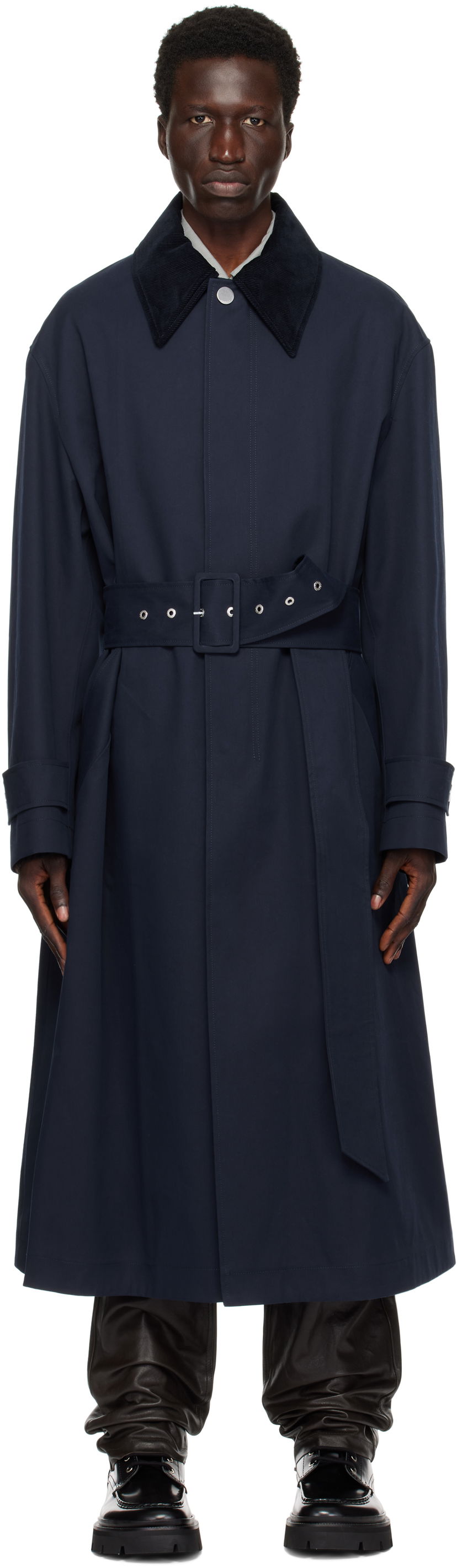 Trenčkot AMI Belted Mac Trench Coat Mornarica | UJK505.CO0081