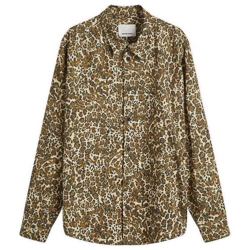 Srajce ISABEL MARANT Long Sleeve Shirt Cybilio Print Rjava | 24HCH0124HB-B4I03H-99LE