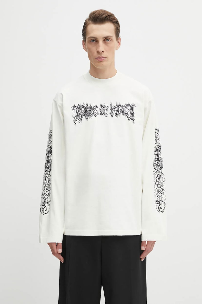 Majica VETEMENTS VETEMENTS Cof Double Logo Longsleeve T-Shirt Bela | UCF76LS250I