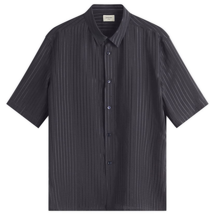 Srajce Saint Laurent Saint Laurent Tonal Stripe Short Sleeve Shirt Črna | 601070-Y2G62-4102