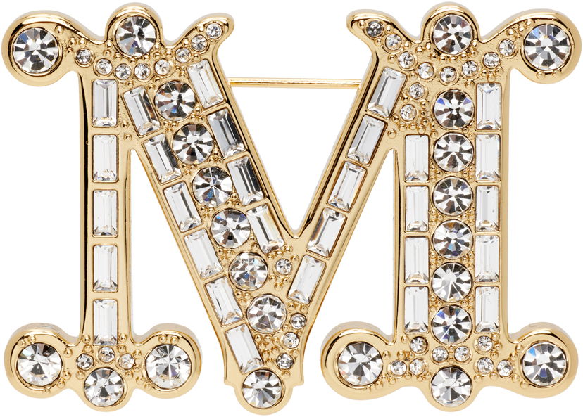 Zatiči Max Mara Bath2 Crystal-Embellished Letter M Brooch Kovinski | 2524756012600