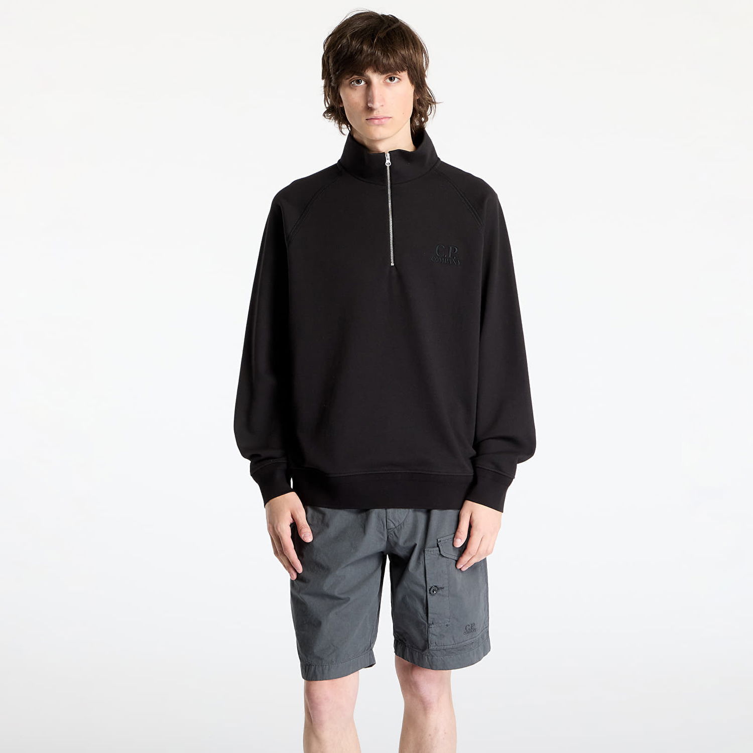 Pulover C.P. Company C.P. Company Diagonal Raised Fleece Sweatshirt Črna | 18CMSS043A005086W-999, 0