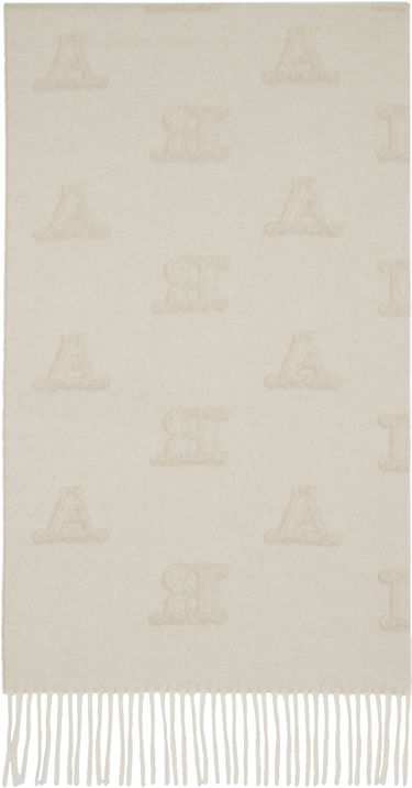 Šala Max Mara Wsklause Monogram Jacquard Fringed Scarf Bež | 2524546302600, 1