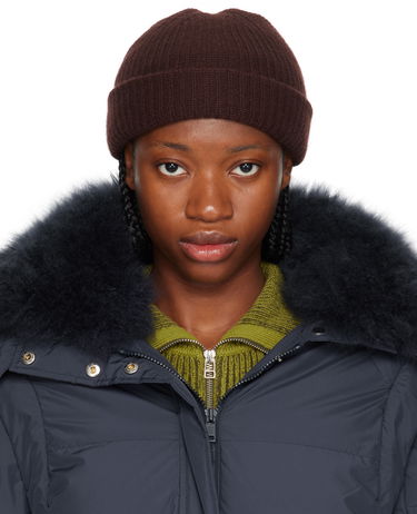 Beanie Yves Salomon Ribbed Beanie Rjava | 24W23WAA500XXMACL, 0