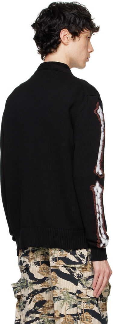 Pleteni pulover AMIRI AMIRI Leopard Bones Cardigan Črna | AMKNCD1035, 2