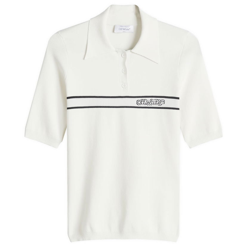 Polo majica Off-White Women's Short Sleeve Polo Top with Logo Stripe by Off-White Bela | OWHV005S25KNI0010A10