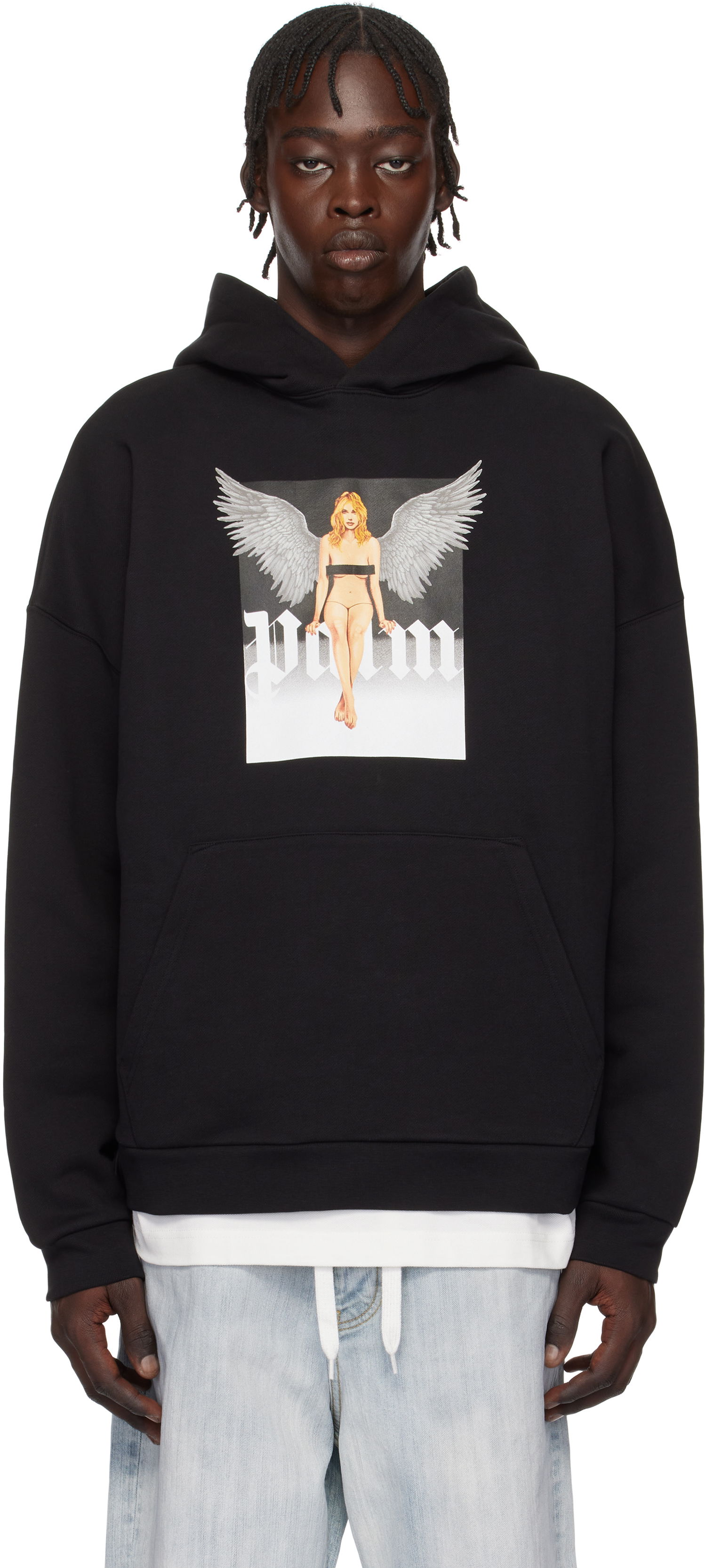 Pulover Palm Angels Pin Up Print Hoodie Črna | PMBB155S25FLE0031003, 0