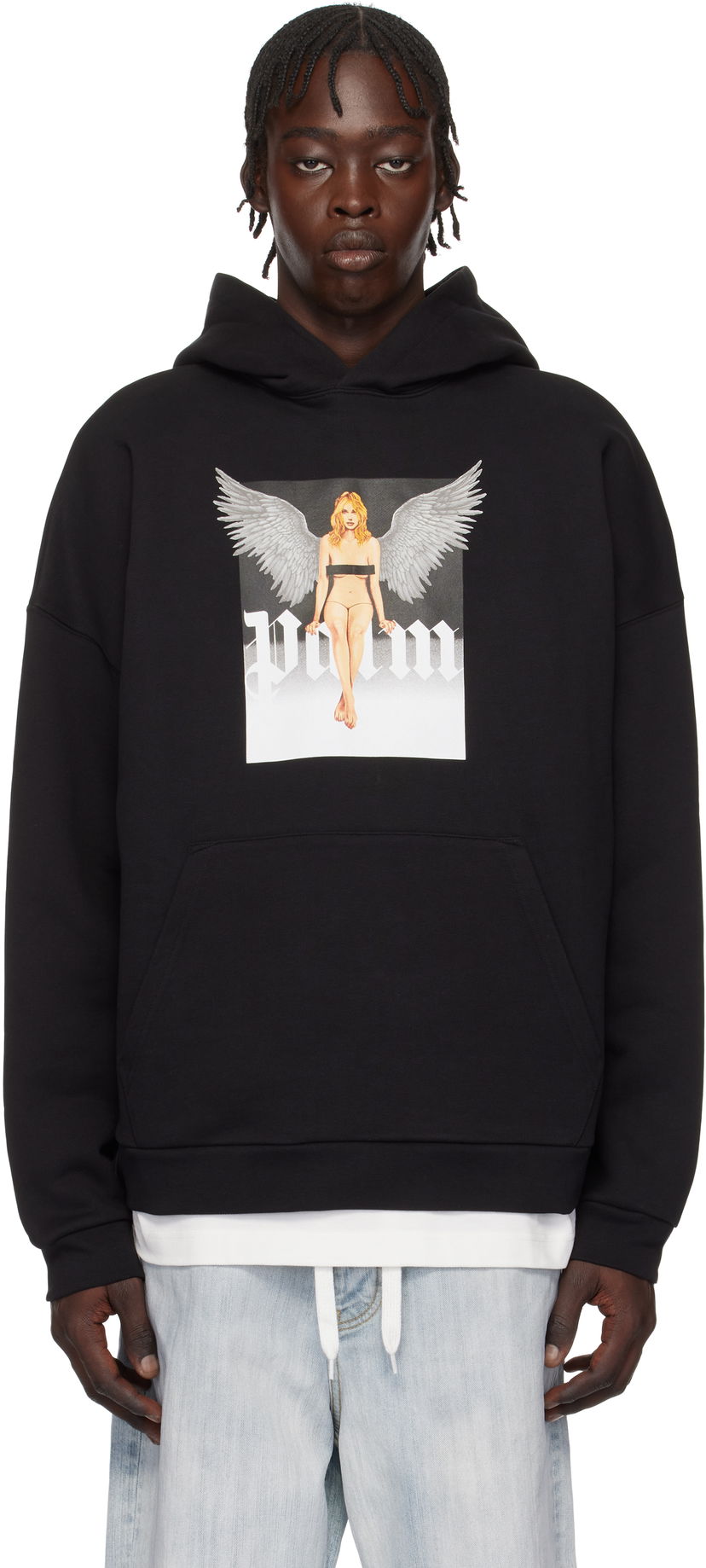 Pulover Palm Angels Pin Up Print Hoodie Črna | PMBB155S25FLE0031003