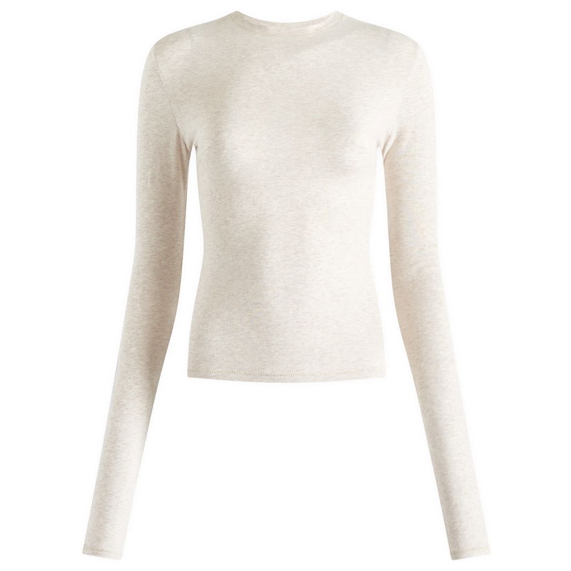 Krop-top SKIMS SKIMS Cotton Jersey Long Sleeve T-Shirt, Size Large Bež | AP-TSH-0647-OATHEATHER