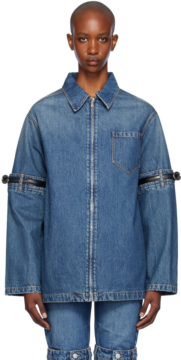 Jakna Coperni Denim Jacket With Open Elbows Modra | COPCH42252