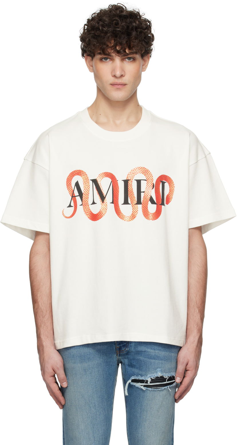 Majica AMIRI Snake Print T-Shirt Bela | AMJYTE1155