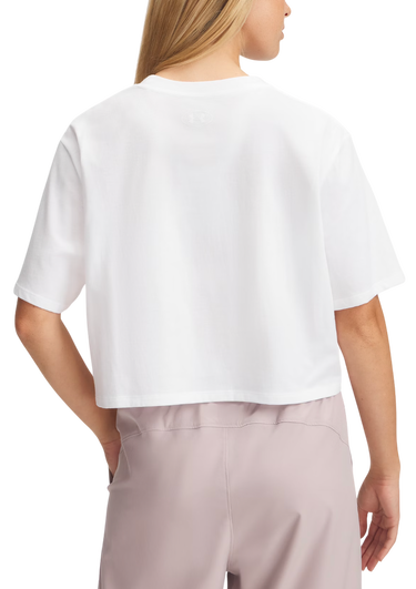 Krop-top Under Armour Under Armour Rival Short Sleeve Crop Top Bela | 1389721-100, 2