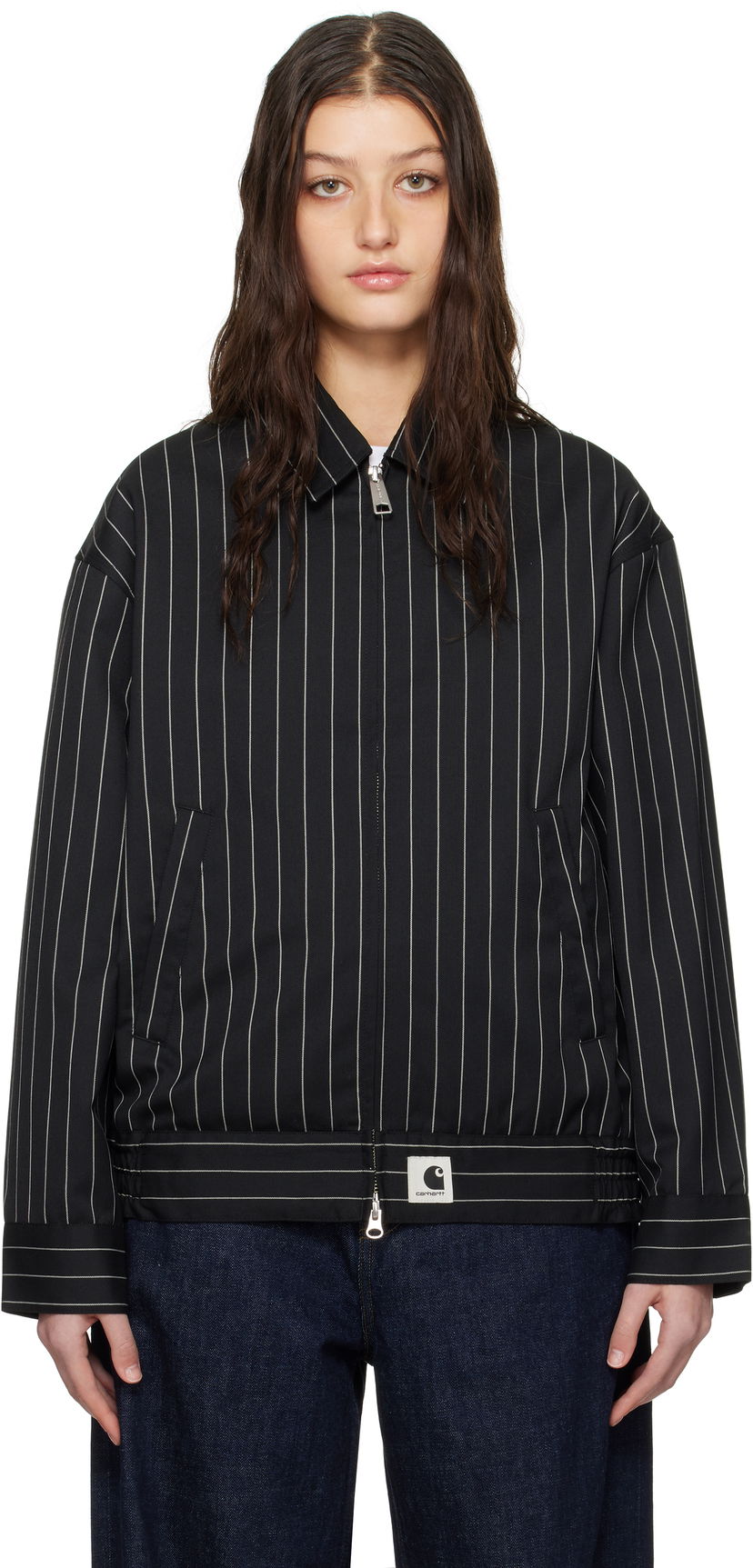 Bomber jakna Carhartt WIP Carhartt WIP Seaton Pinstripe Jacket Črna | I034449 2MBXX