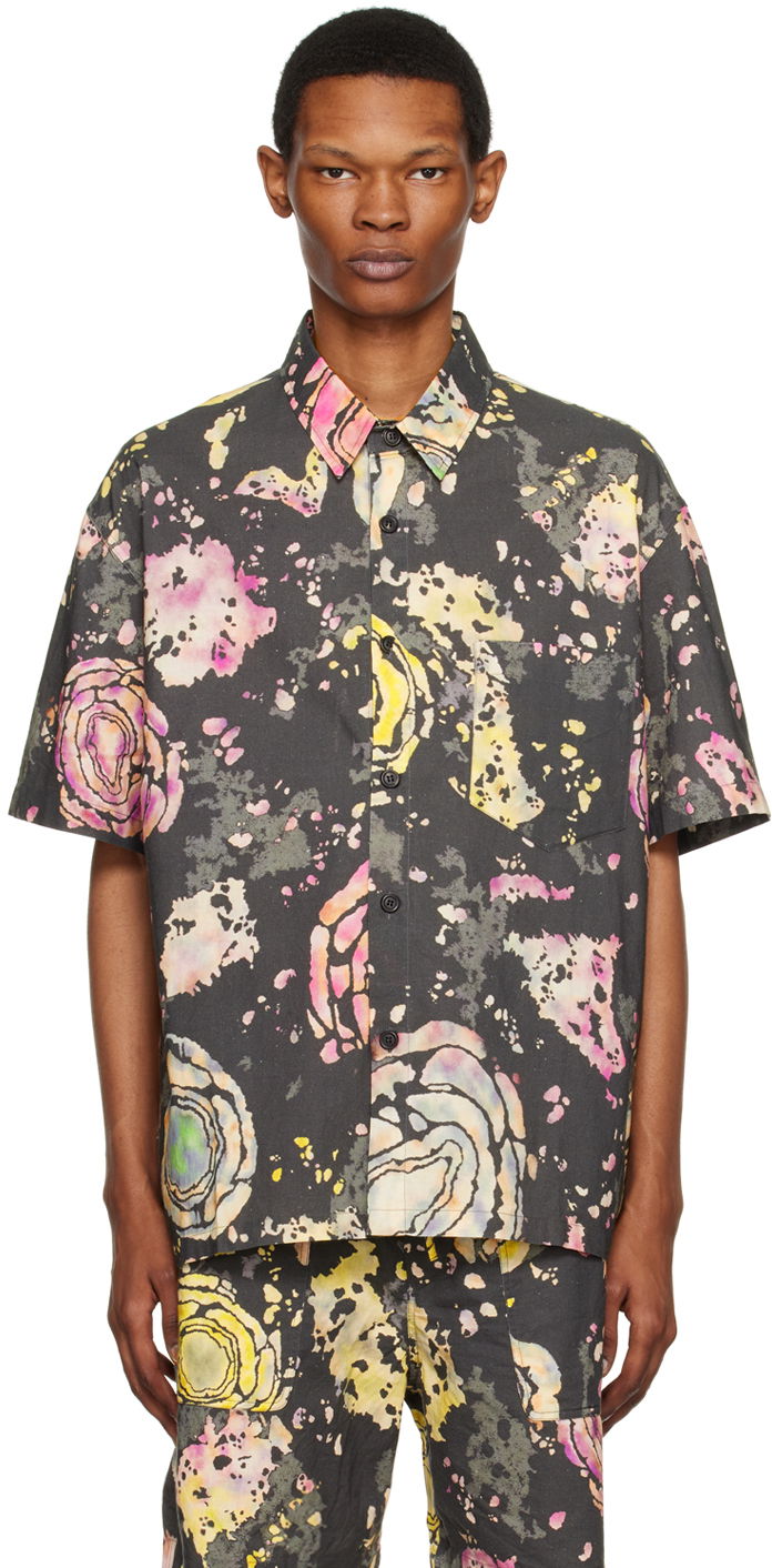 Srajce ISABEL MARANT Abstract Print Short Sleeve Shirt Črna | 23PCH0039HA-A1I40H, 0