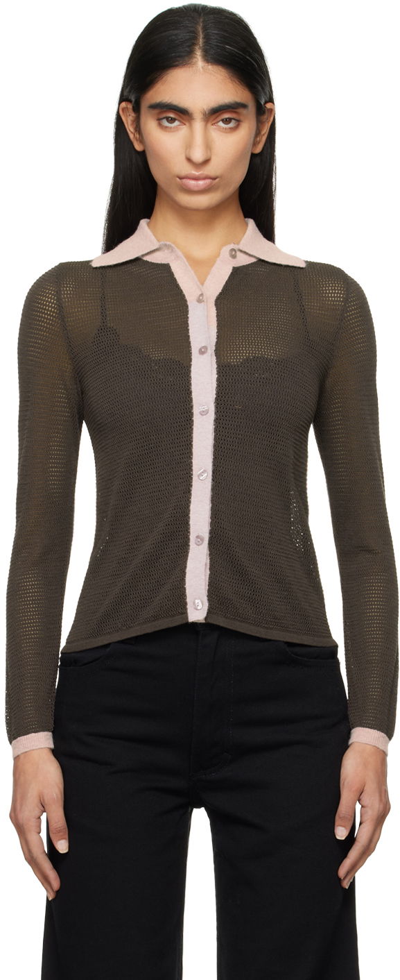 Srajce Eckhaus Latta Shirt Button-Down Long Sleeve Rjava | 8087-EL-PF24-F -