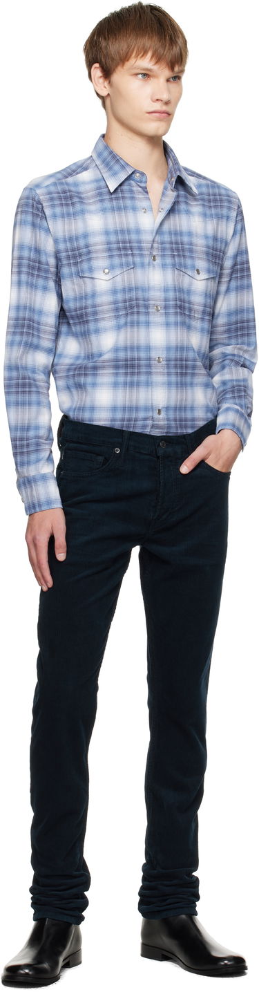 Srajce Tom Ford TOM FORD Check Western Shirt Modra | HDS001-FMC243, 4