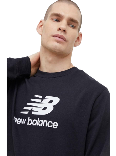 Pulover New Balance Essentials Stacked Logo French Terry Crewneck Mornarica | MT31538BK