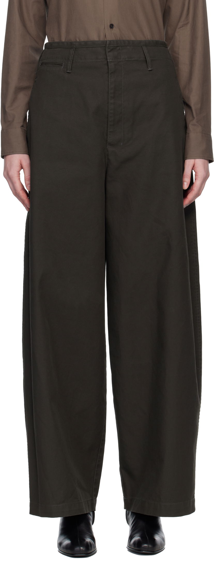 Hlače LEMAIRE Wide-Leg Chino Trousers Rjava | PA1218 LF1452