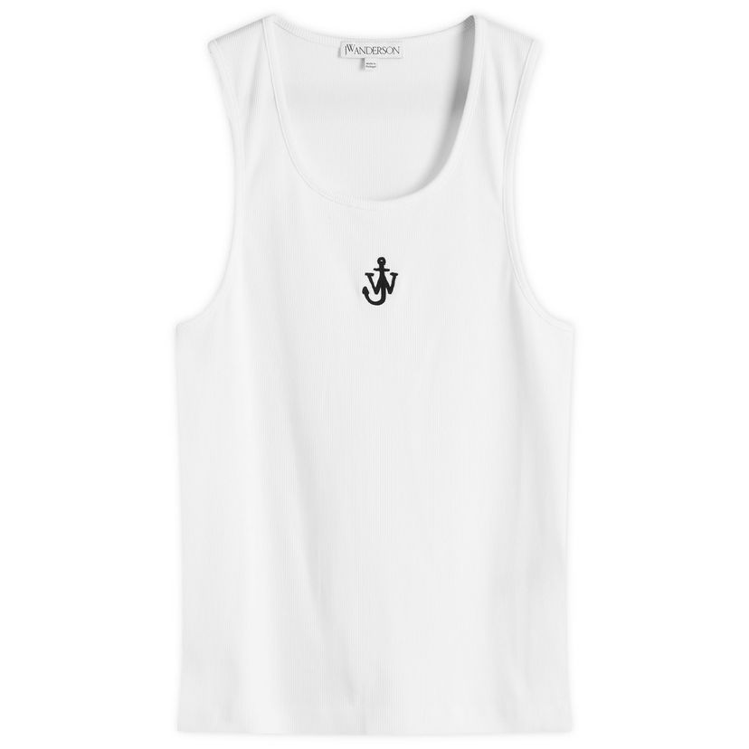 Majica brez rokavov JW Anderson White Ribbed Vest With Anchor Embroidery Bela | JO0246-PG1512-001