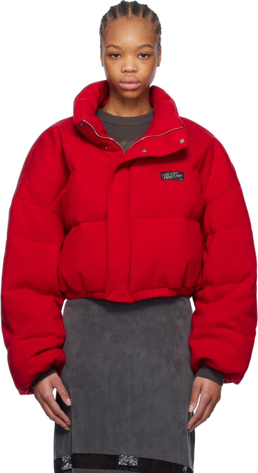 Puhovka We11done We11done Knit Down Cropped Puffer Jacket Rdeča | WD-KJ0-25-674-W-RD