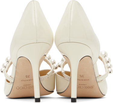 Superge in čevlji Jimmy Choo Jimmy Choo Aurelie 85 Pearl Strap Heels Bela | AURELIE 85, 1