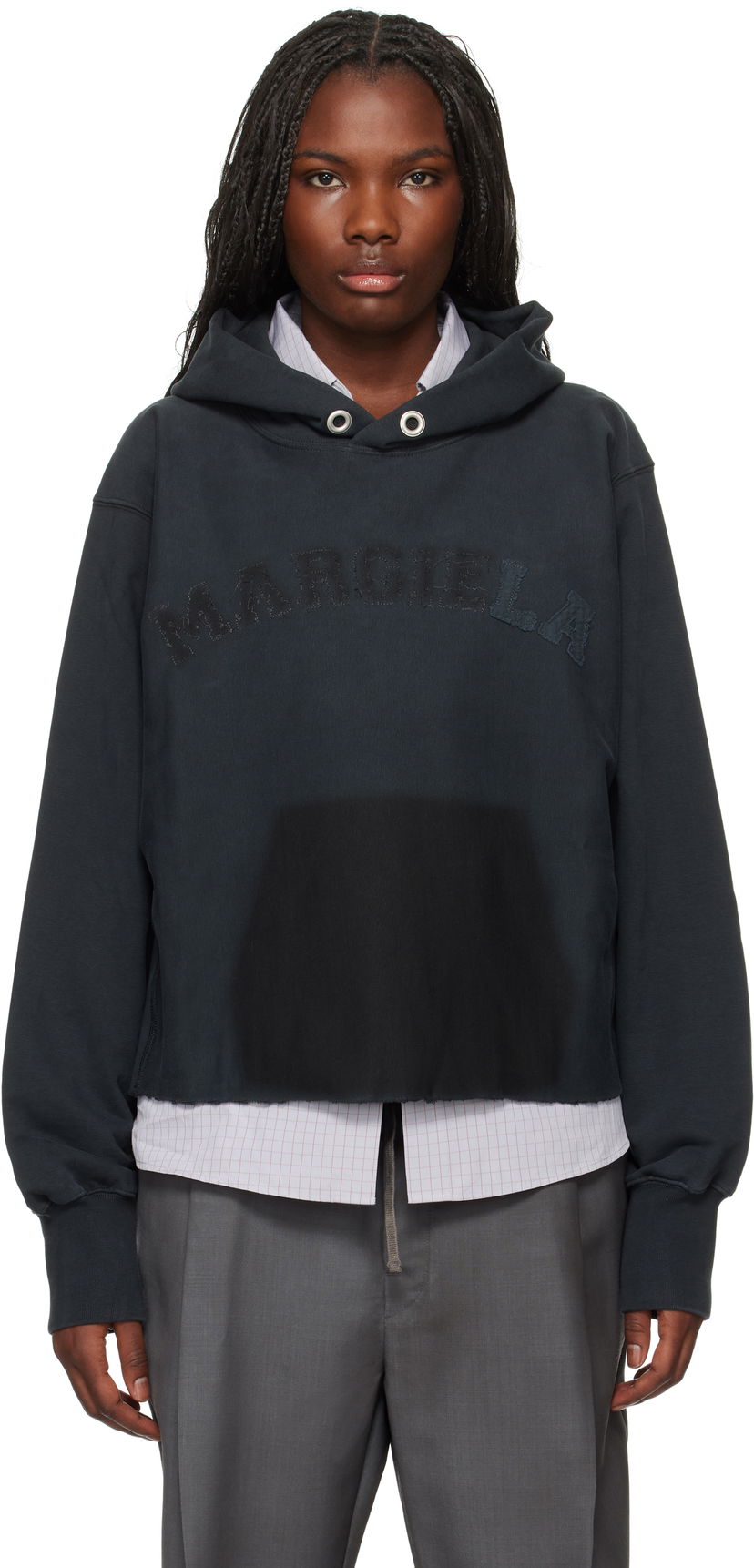 Pulover Maison Margiela Cotton Logo Hoodie Črna | S51GU0133 S25520