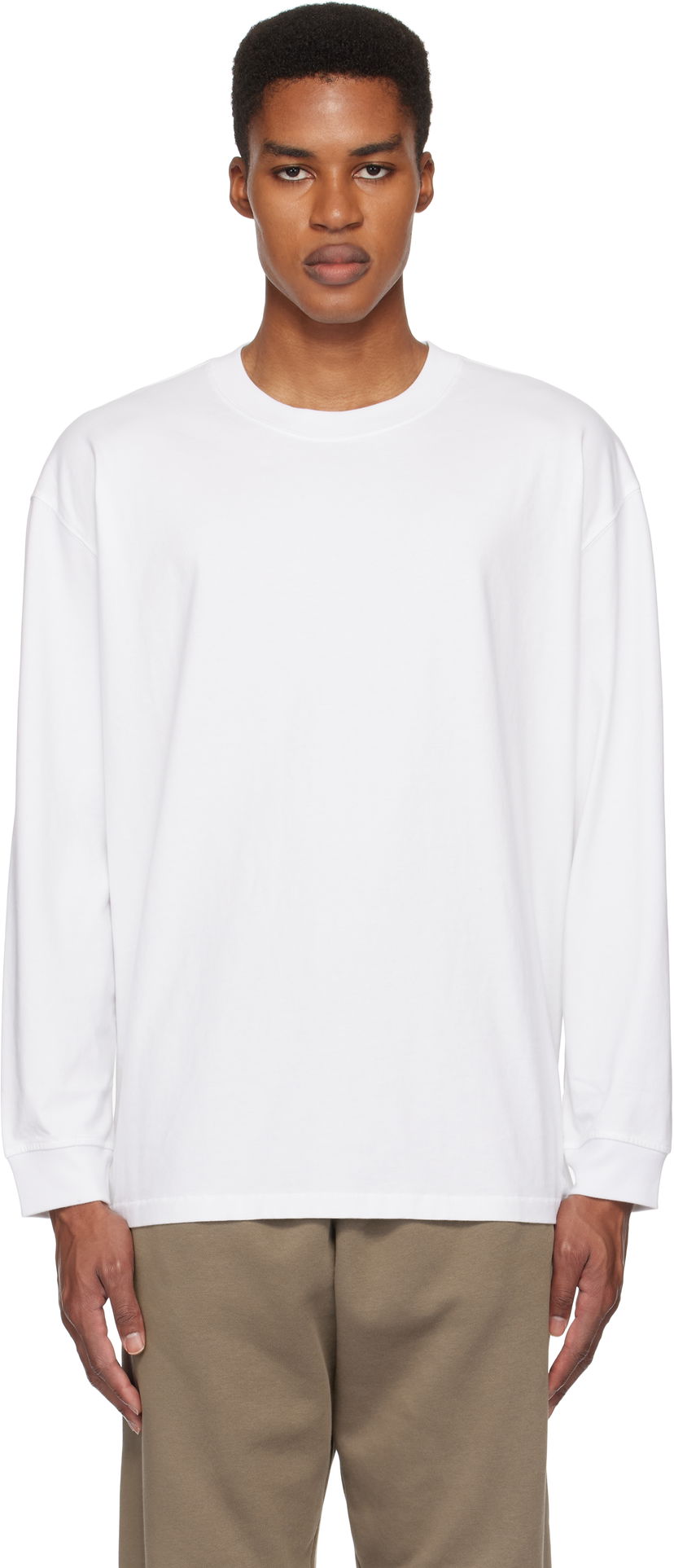 Majica SKIMS Heavyweight Cotton Relaxed Long Sleeve T-Shirt Bela | LS-LST-7893M