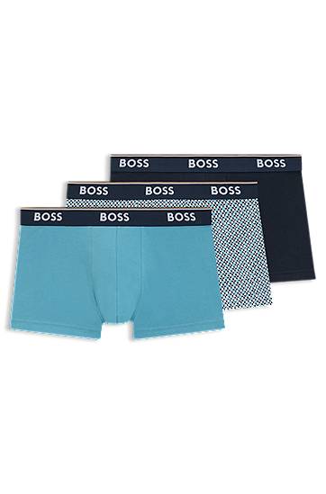 Boksarice BOSS BOSS Three-Pack of Stretch Cotton Trunks with Logo Waistband Turkizna | 50531701