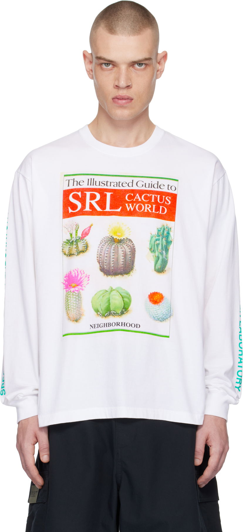 Majica Neighborhood Cactus World Graphic Long Sleeve T-Shirt Bela | 242PCNH-LT21