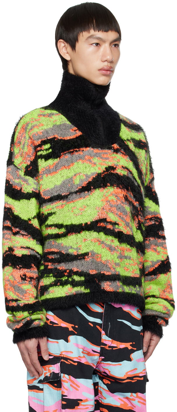 Pleteni pulover ERL ERL Camo-Print Mockneck Sweater Črna | ERL06N007, 1