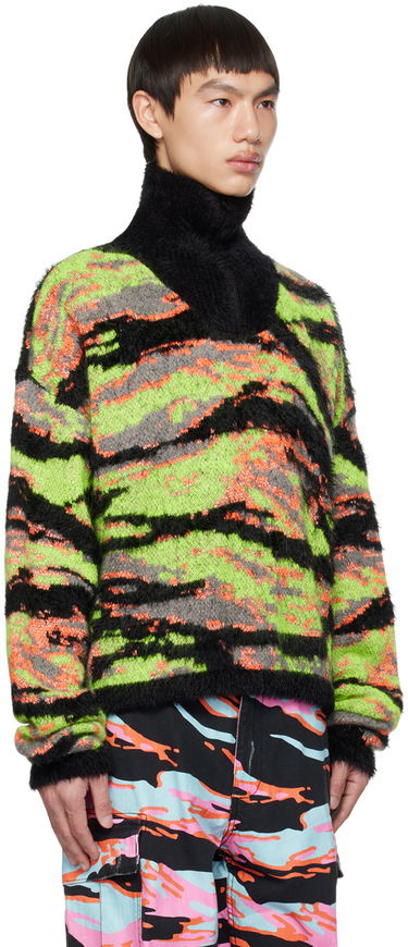 Pleteni pulover ERL ERL Camo-Print Mockneck Sweater Črna | ERL06N007, 1