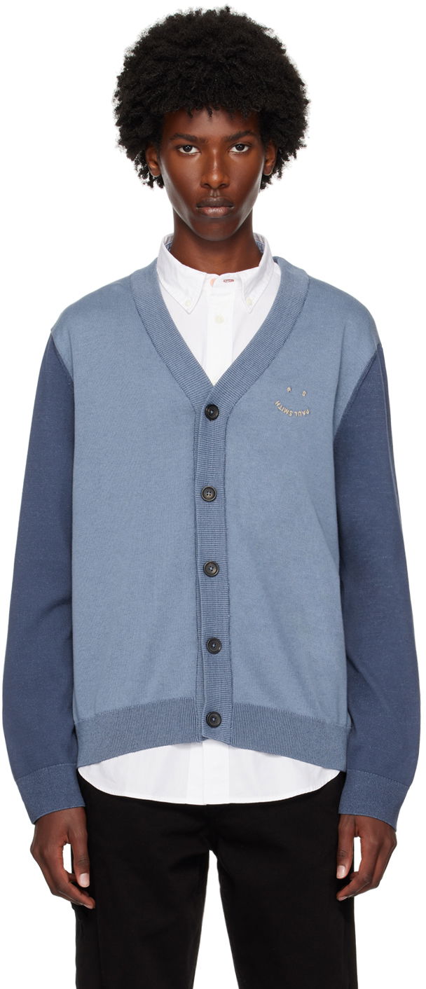 Pleteni pulover Paul Smith PS Paul Smith Happy Cardigan Modra | M2R-957Y-N22149-46