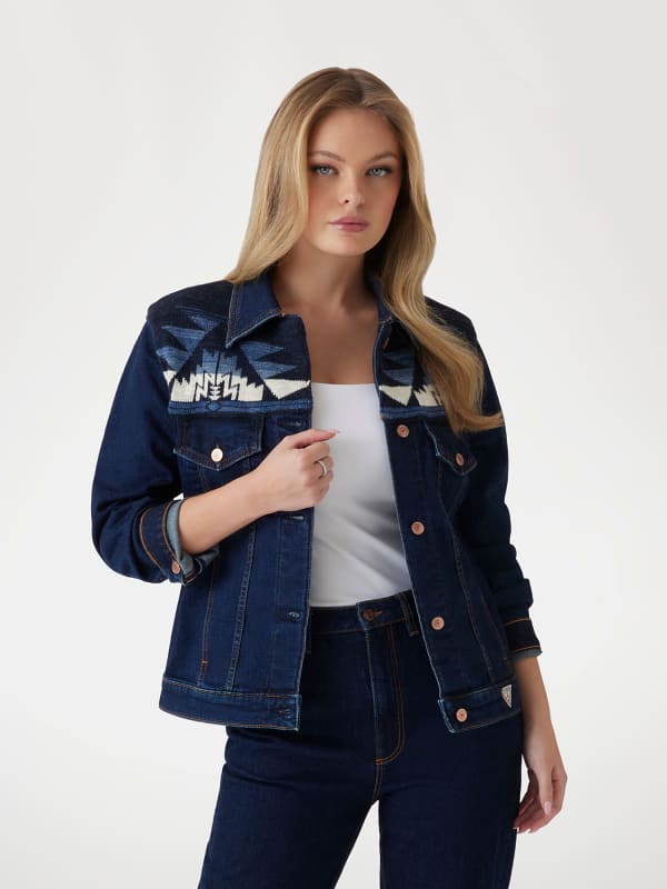 Jakna GUESS Wool Blend Denim Jacket Mornarica | W4BN71D5GN5