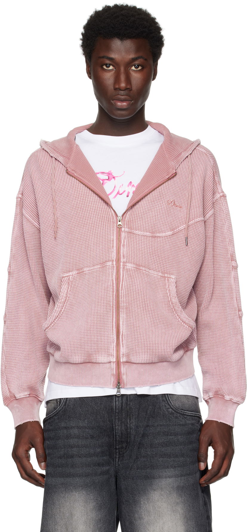 Pulover Dime Dime Premium Waffle Zip Hoodie Roza | DIMESU258MAU